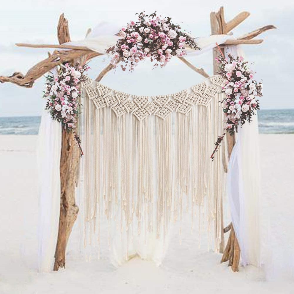 Cotton Thread Weaving Hanging Tapestry for Bohemian Style Wall Wedding Living Room Bedroom Decor 135*115cm