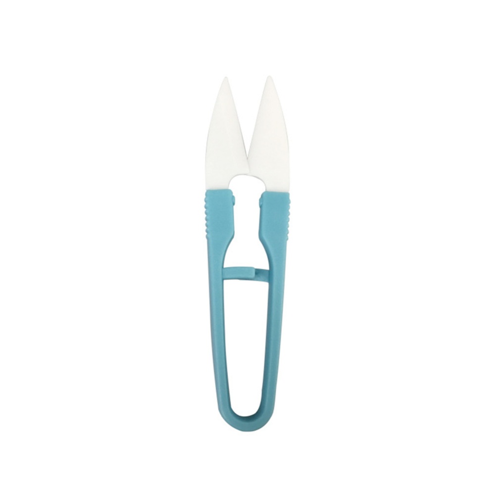 Ceramic Fishing Line Scissors Embroidery Tailor U-shaped Anti-rust Blade Light blue