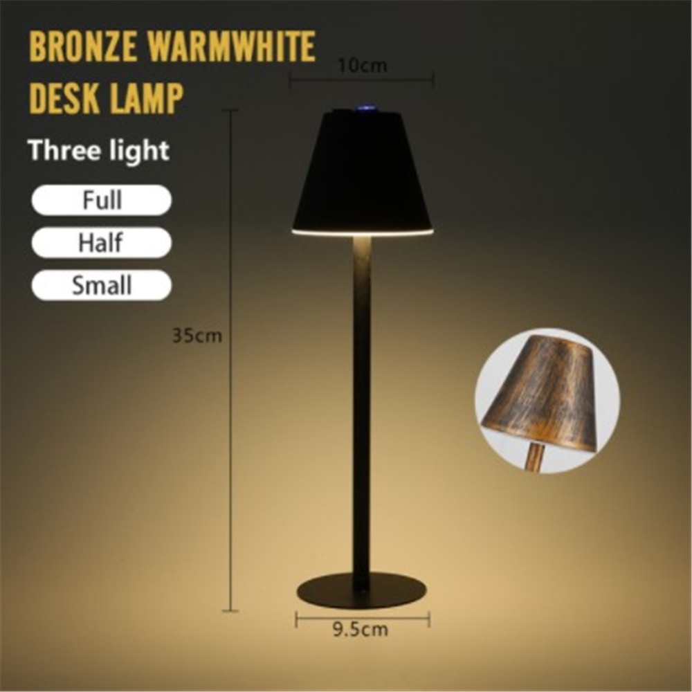 Metal Nordic Style Wrought Iron Table Lamp Touch Dimming Eye Protective Bar Living Room Bedroom Wireless Lighting Atmosphere Led Light Bronz - Image 2