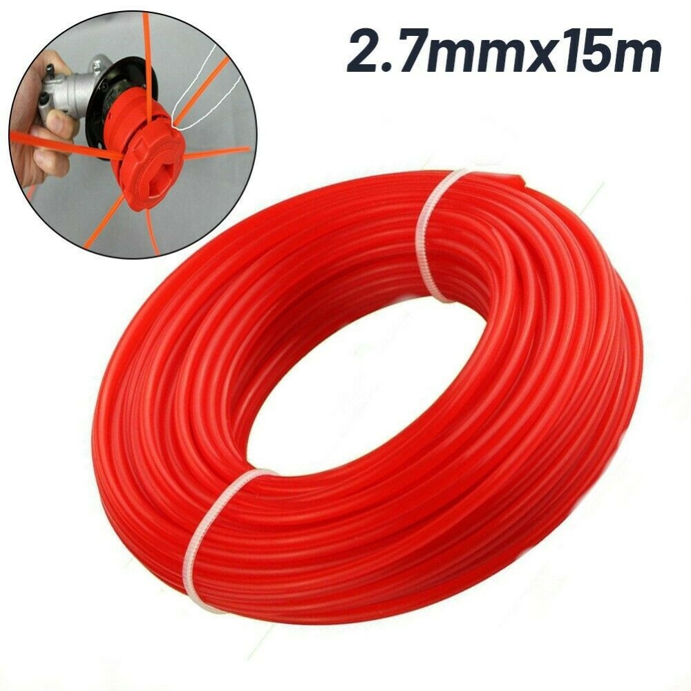 2.7mm*15m Nylon Cord For Lawn Mower Trimmer Head 77656 Replacement Parts Red - Image 2