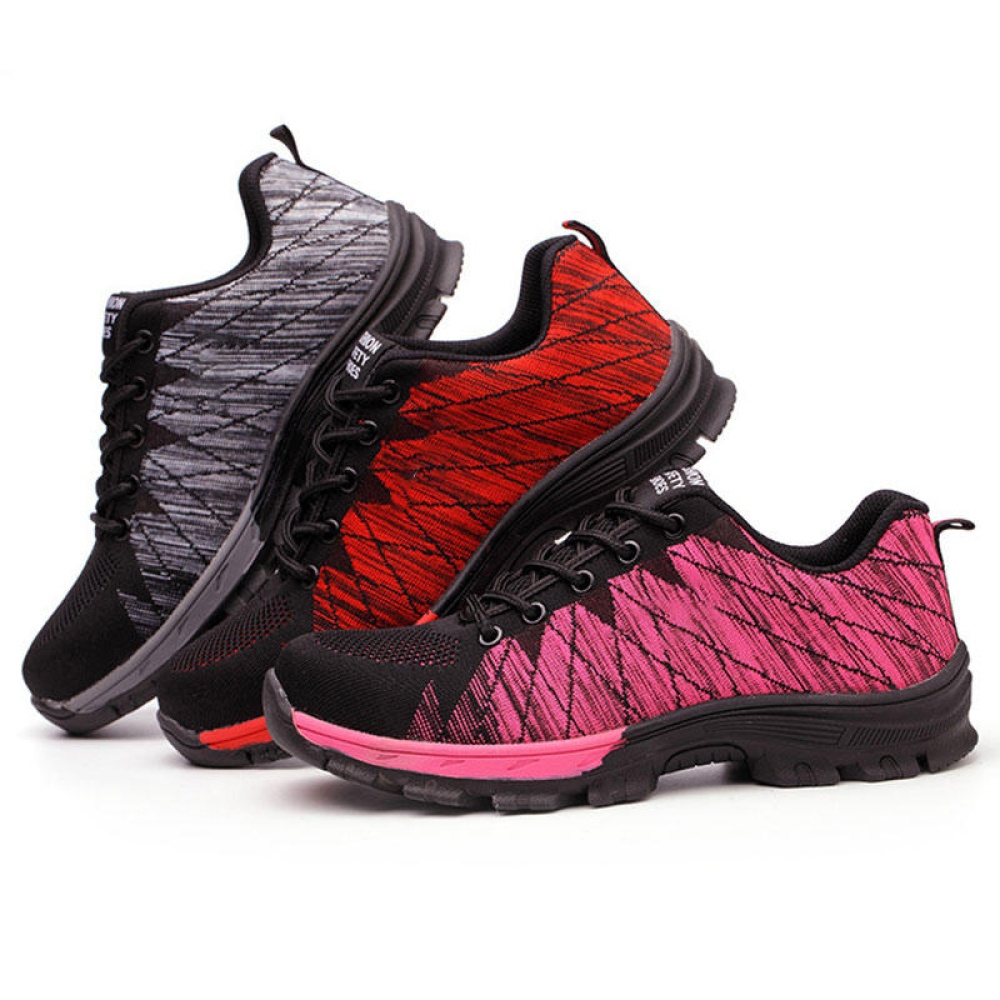 Men's Breathable Non-Slip Wear-Resistant Working Sports Safety Labor Anti-Smashing Sneakers Shoes - Red 39