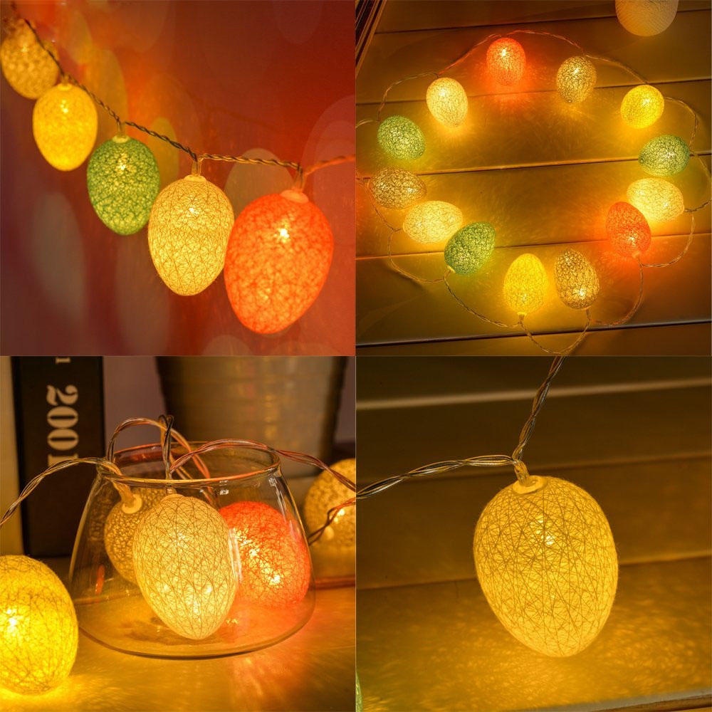 1.8M 10 LED Cotton Easter Egg String Lights LED Fairy Lights for Festival   - white - Image 2