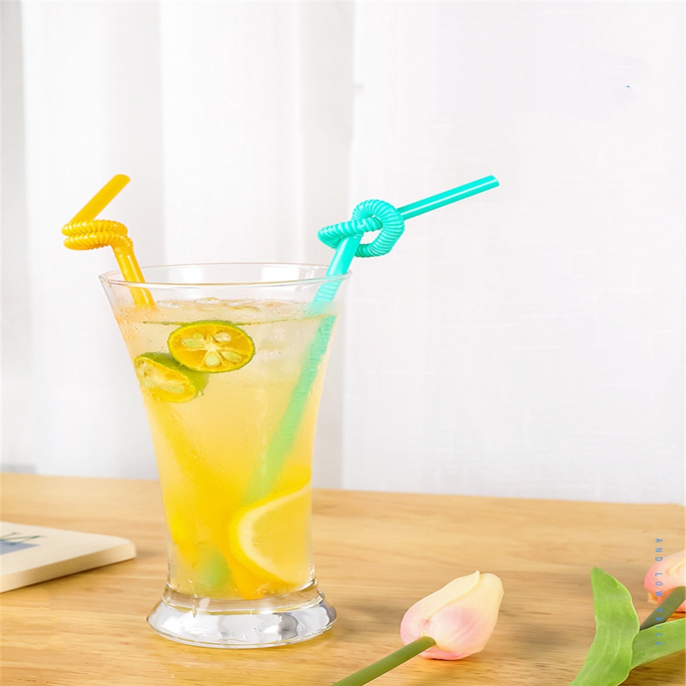 100pcs/set Flexible Bendy Disposable Plastic Drinking Straws For Bar Party Color mix_Pack of 100 - Image 2