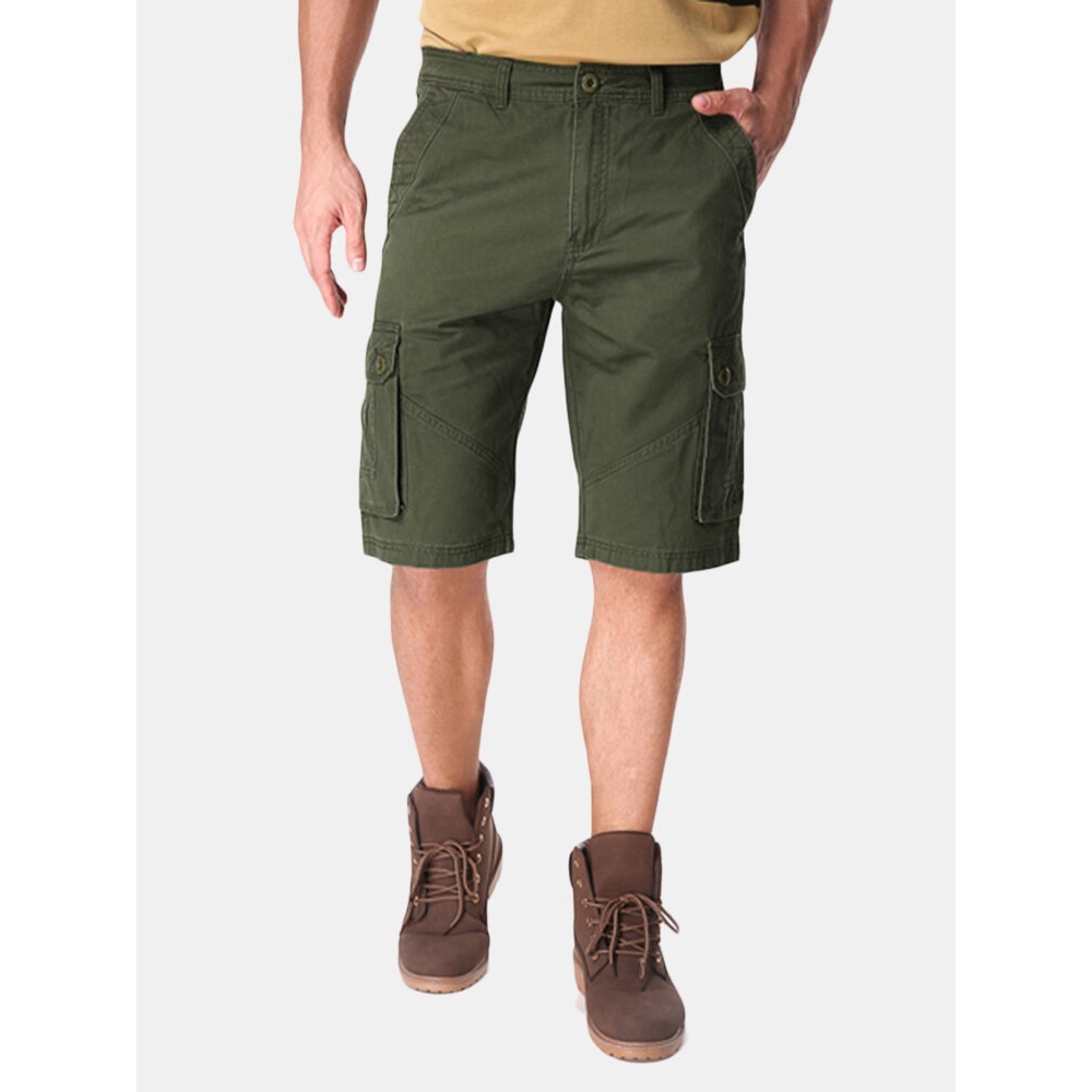 Men Casual Cotton Big Pockets Loose Cargo Military Shorts - 40 Coffee