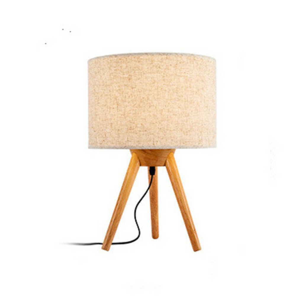 American LED Creative Personality Bedroom Bedside Wooden Table Lights Nordic Wooden Art Study Desk Lamp - US Plug - Image 2