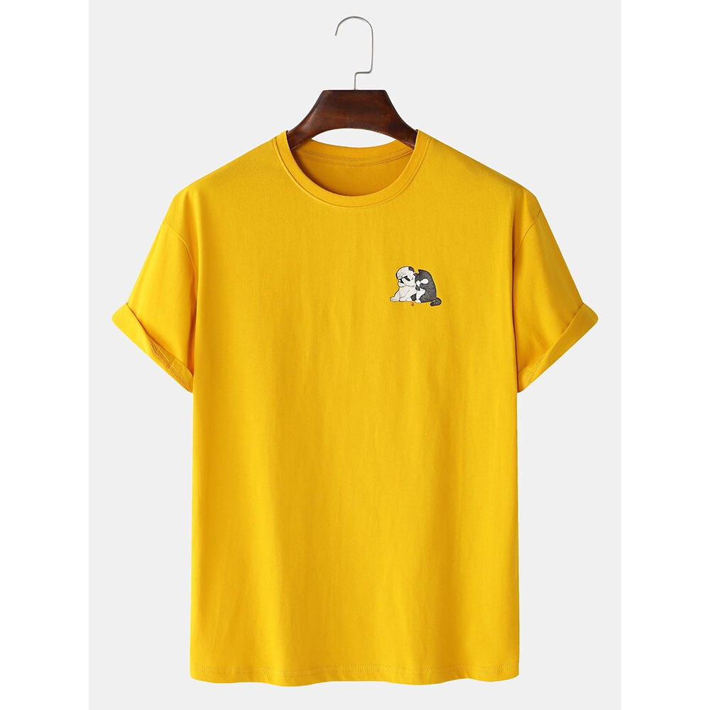 Designer Cartoon Animal Print Loose Short Sleeve T-Shirts - White M