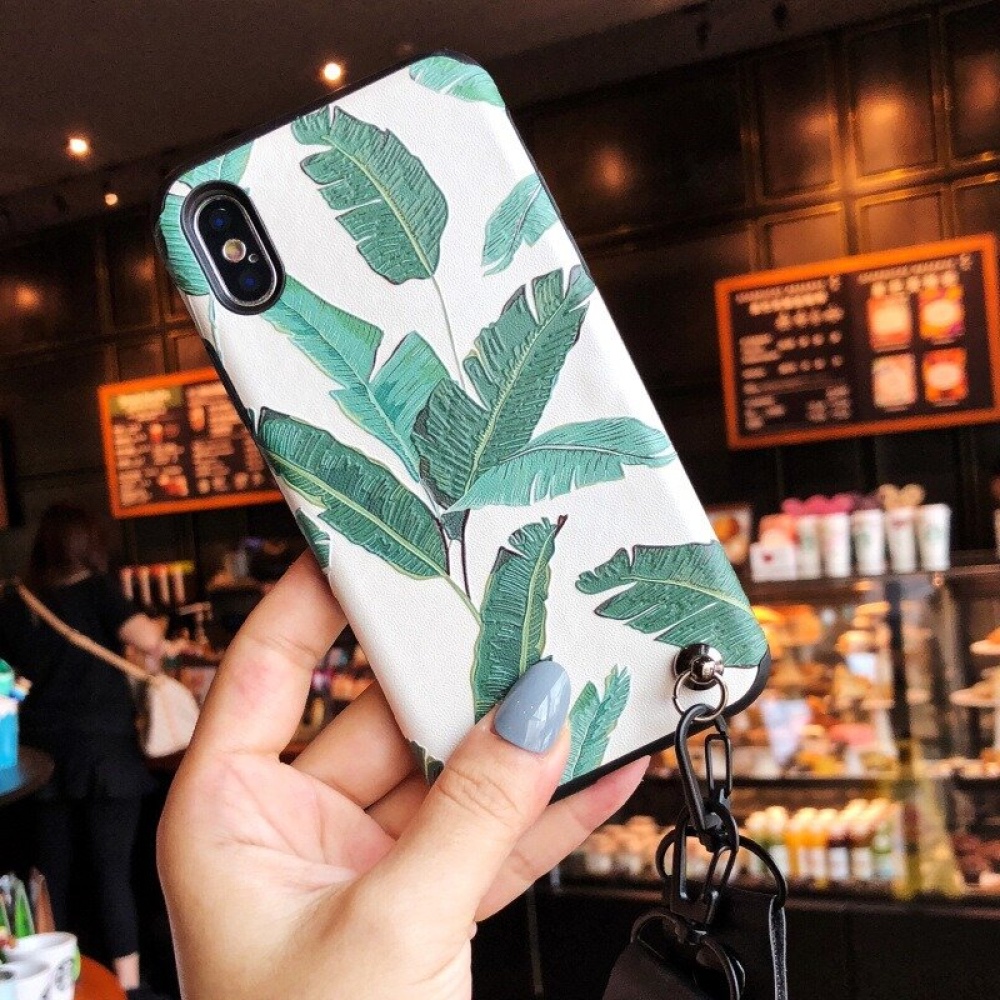 Fashion Ins Leaf Pattern 3D Embossed Shockproof Silicone Protective Case for iPhone X / 6 / 7 / 8 / 6S Plus / 6 Plus / 7 Plus / 8 Plus - iPhone X 1 - Image 2