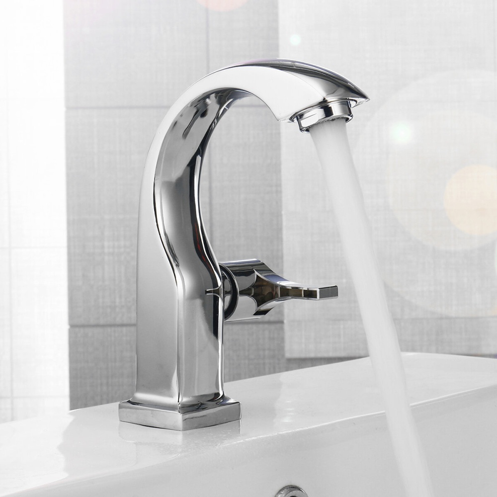 Modern Swan Neck Chrome Bathroom Basin Faucet Waterfall Spout Single Handle Sink Bath Single Cold Tap - Image 2