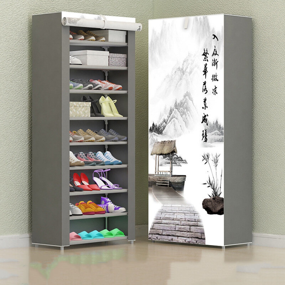 10 Floors Shoe Racks Wall Shelf Closet Organizer Storage Box Stand - Rose Red - Image 2