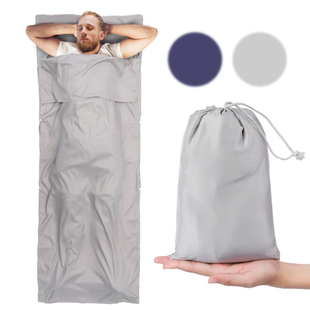 Portable Sleeping Bag Cover Ultralight Sleep Sheet Outdoor Camping Hiking Travel Bag - Blue