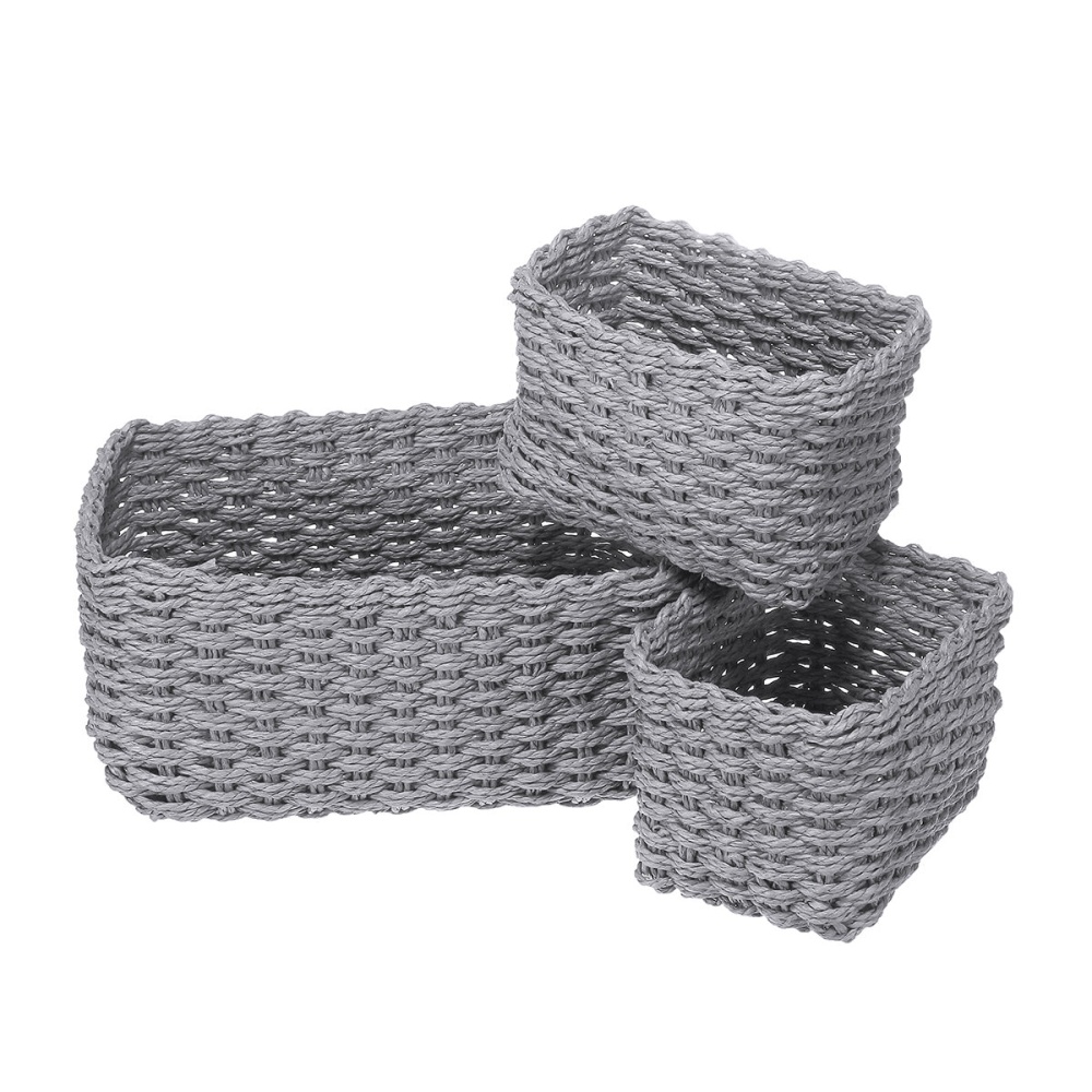 3PCS/Set Storage Basket Plastic Crate School Office Kitchen Pharmacy Tidy Organiser - Coffee - Image 2