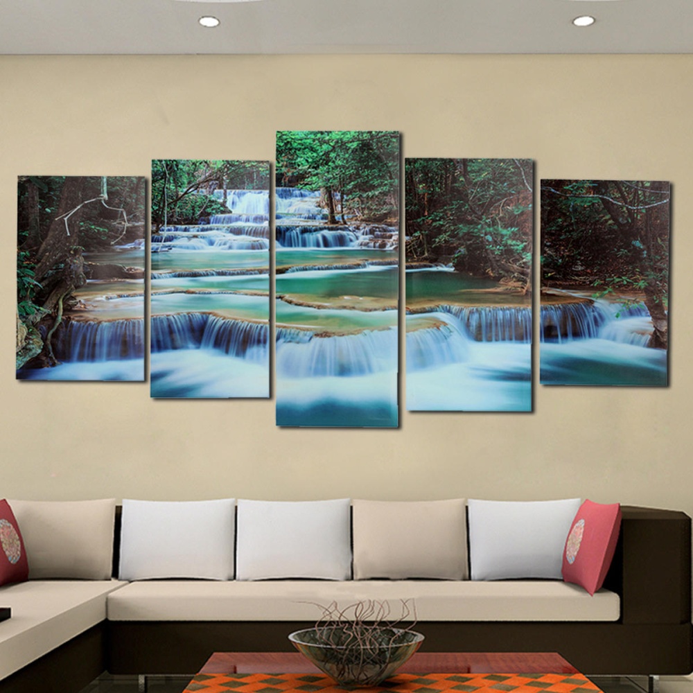 Large Framed Canvas Prints Forest Waterfall Painting Home Hanging Wall Decorations - Image 2