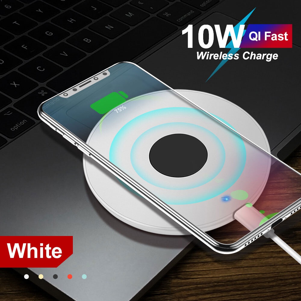 Elough 10W Qi Wireless Charger LED Indicator Fast Charging Wireless Charger Pad for iPhone 12 Pro for Samsung Galaxy Note S20 ultra - Black - Image 2