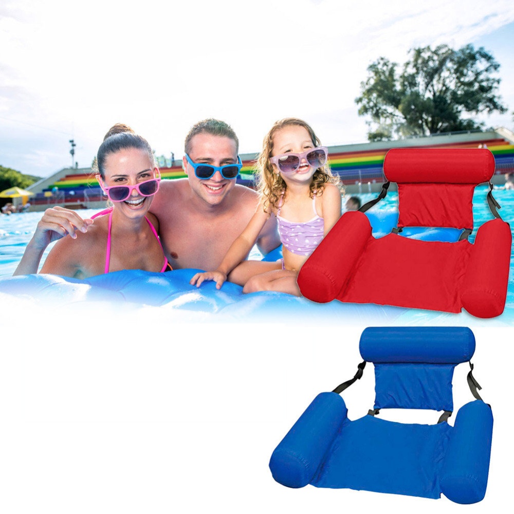 Water Lounge Chair Summer Swimming Inflatable Foldable Floating Row Backrest Air Mat Party Pool Toy - Green - Image 2