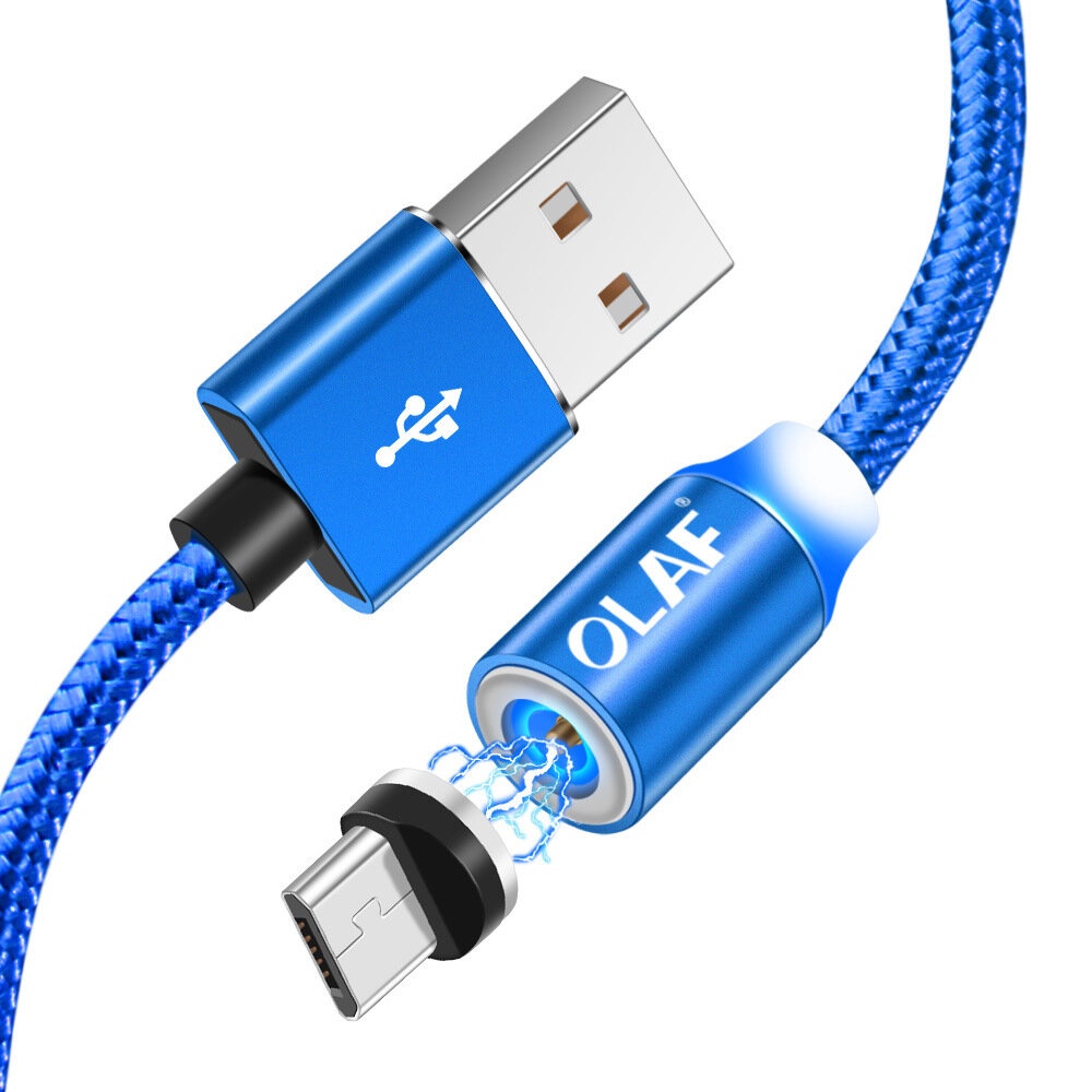 OLAF 3A Micro USB Type-C Magnetic Nylon Braided Fast Charging Data Cable For Mi8 Mi9 HUAWEI P30 Pocophone F1 S9 S10 Note S10+ - Micro-USB Blue - Image 2