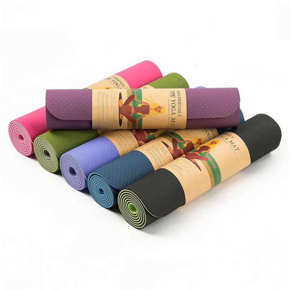 TPE Bicolor 6mm Yoga Mat Outdooors Fitness Sport Anti Skid Pad Odorless Body Building Yoga Mat - Deep Purple - Image 2