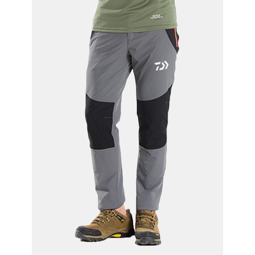 Mens Outdoor Elastic Waist Zipper Fly Water-repellent Windproof Climbing Sport Pants - XXXL creamy-white