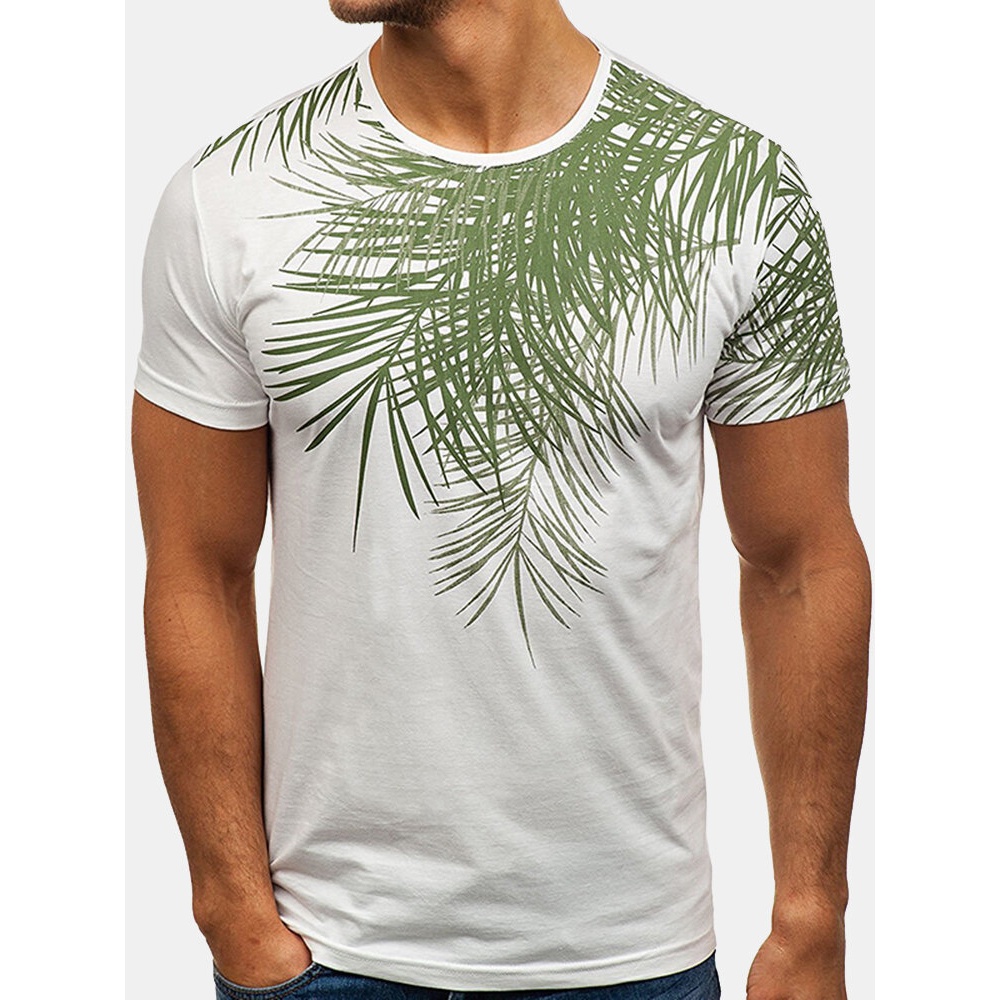 Leaf Printing Casual Summer T Shirts - XL Black