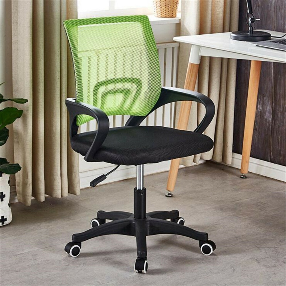 Office Mesh Chair Ergonomic Swivel Mid-back Computer Desk Seat Nylon Base Adjustable Lifting Chair Home Office Furniture - Red - Image 2