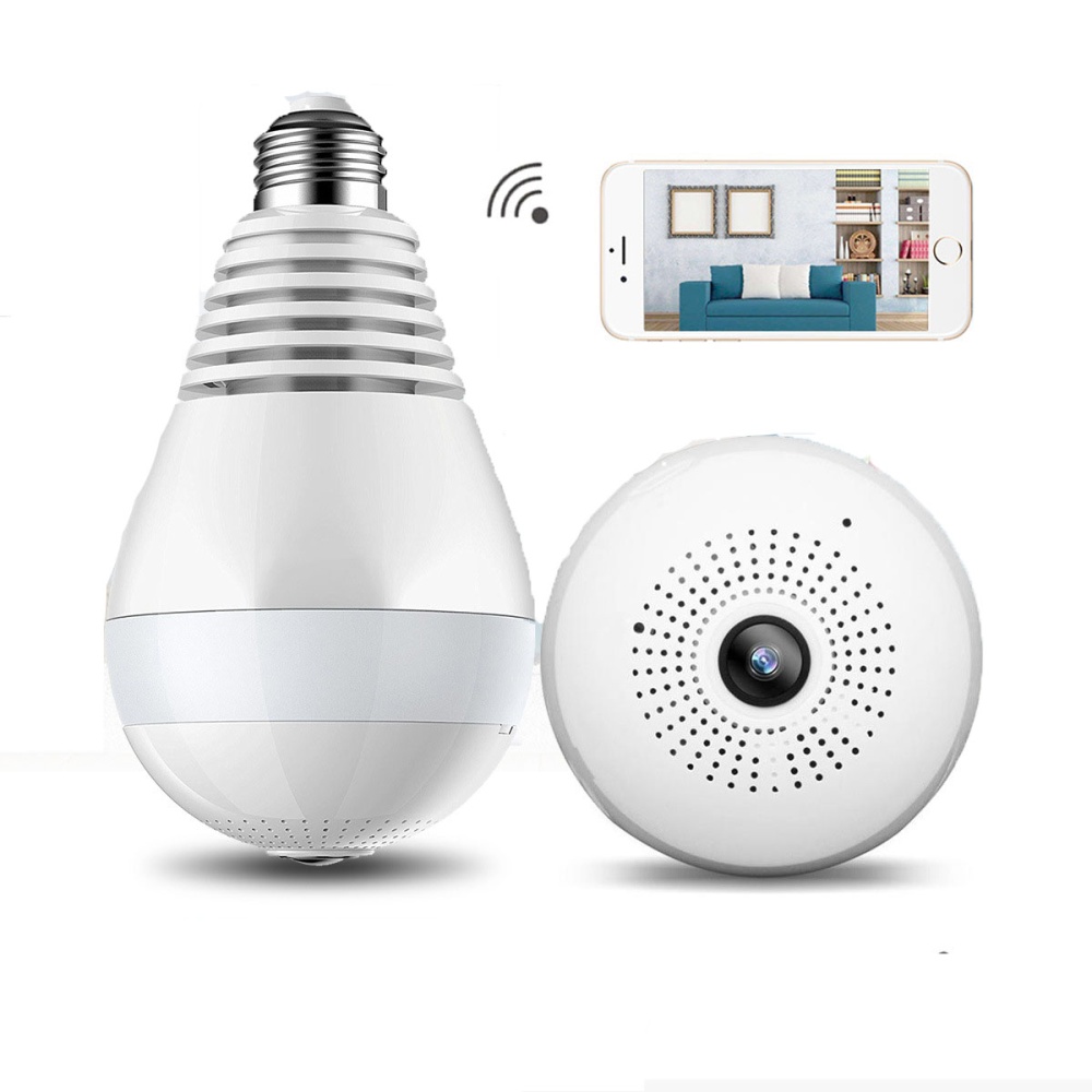 V380 Bulb Shaped Wireless Camera WIFI Remote Monitoring Network Mobile Phone Home 360 Degree Panoramic Monitor 2 million (1080P) pixels