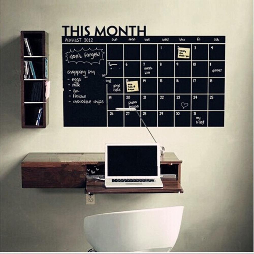 Blackboard Wall Sticker Month Calendar Chalkboard Memo Office Home Decoration Medium 60x92cm