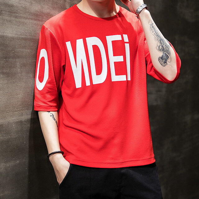 Men T-shirt Loose Short-sleeved Tide Youth Casual Shirts - 3XL White - Image 2