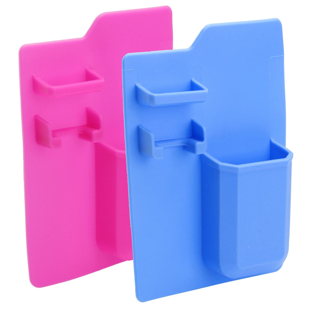 Bathroom Kitchen Silicone Toothbrush Holder Toothpaste Bracket Mirror Organizer Storage Space Rack - Blue