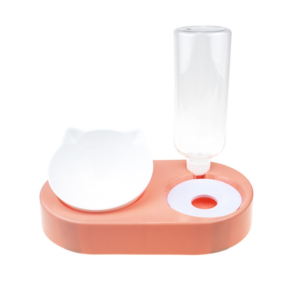 Pet Feeding Bowl Cat Dog Splash-proof Automatic Removable Water Dispenser Container Supplies pink