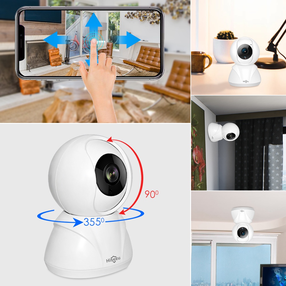 Hiseeu 720P / 1080P Home Security IP Camera Wireless Smart WiFi Audio Record Baby Monitor HD Mini CCTV EU plug - Image 4