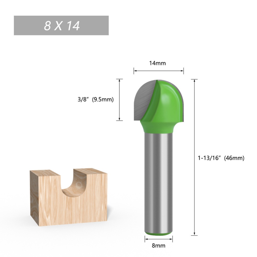 Tungsten Steel Alloy 8mm Shank Diameter Woodworking Semicircle Router Bit Tool 8X6 - Image 2