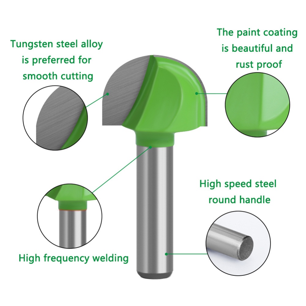 Tungsten Steel Alloy 8mm Shank Diameter Woodworking Semicircle Router Bit Tool 8X6 - Image 3