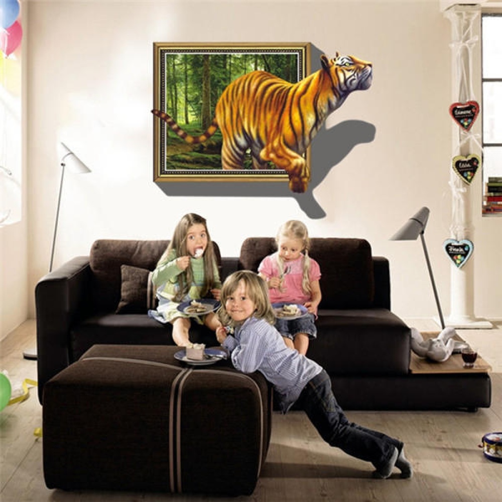 3D Removable Tiger Wall Decal Wall Stickers Home Bedroom Wall Background Decoration - Image 2