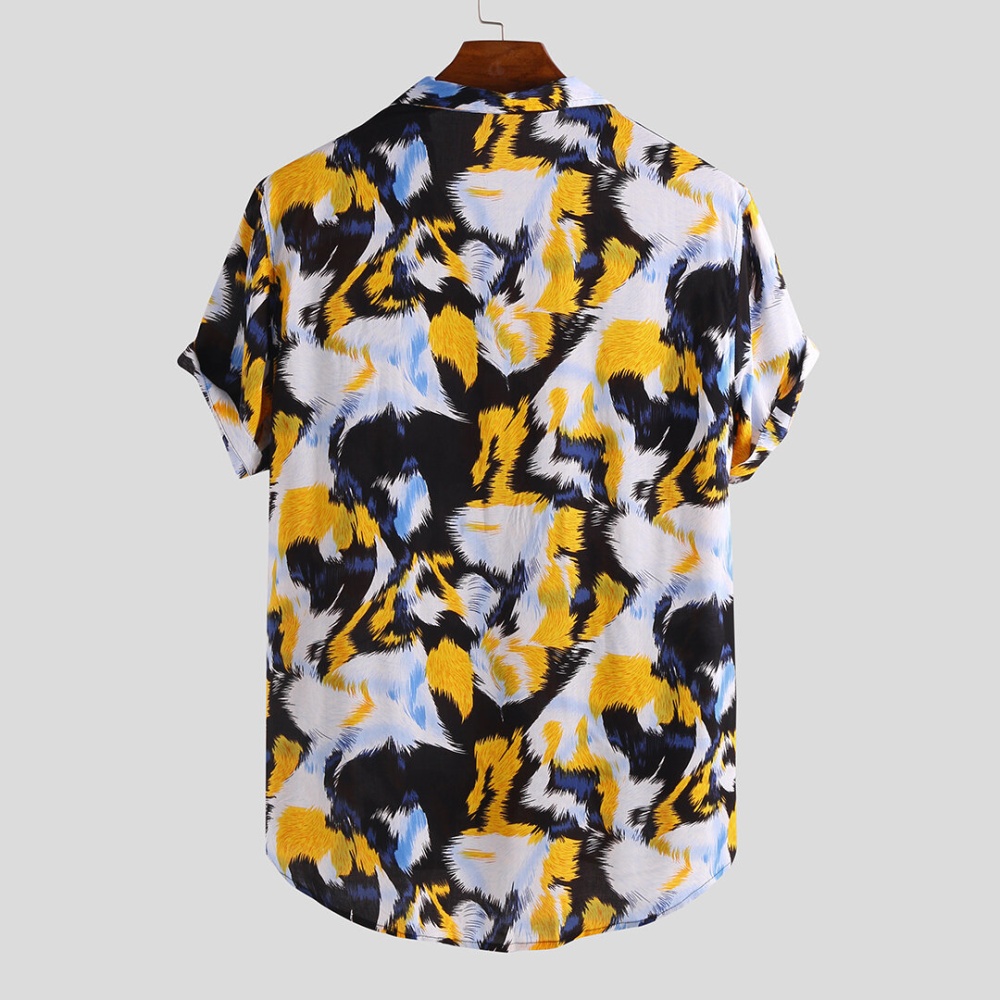 Men Lion Print Short Sleeve Relaxed Shirts - XL Red - Image 2