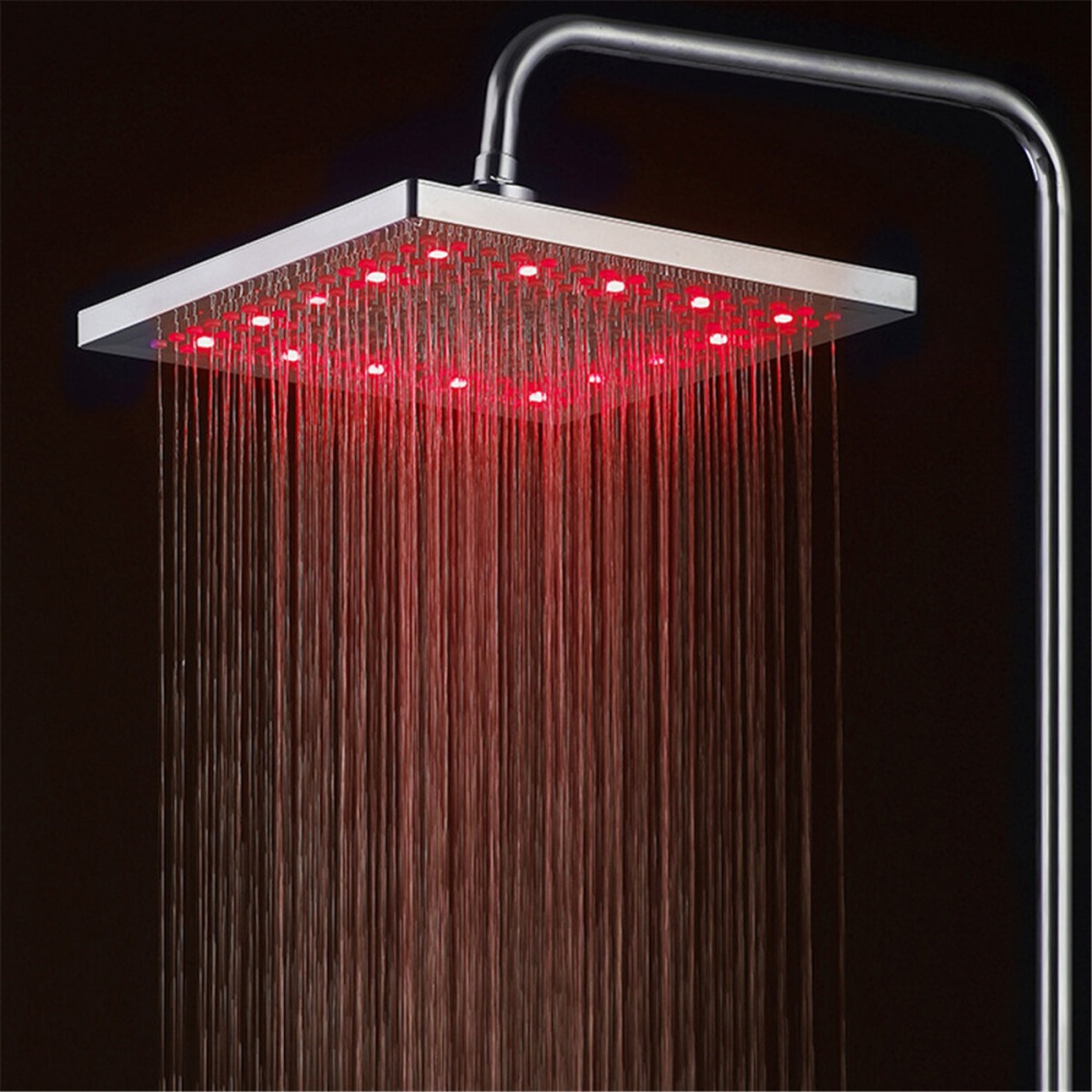 Showerhead 8" LED Rainfall Square Shower Head Automatically 7 Color-Changing - Image 2