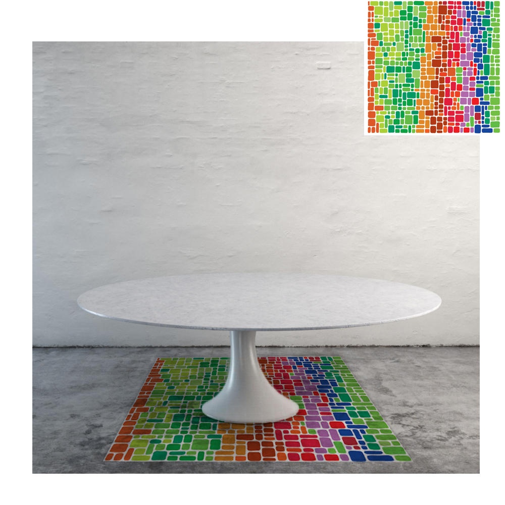 PAG Floor Sticker Tea Table Decor Waterproof Colorful Blocks Anti Skid Floor Decal Home Improvement - L - Image 2