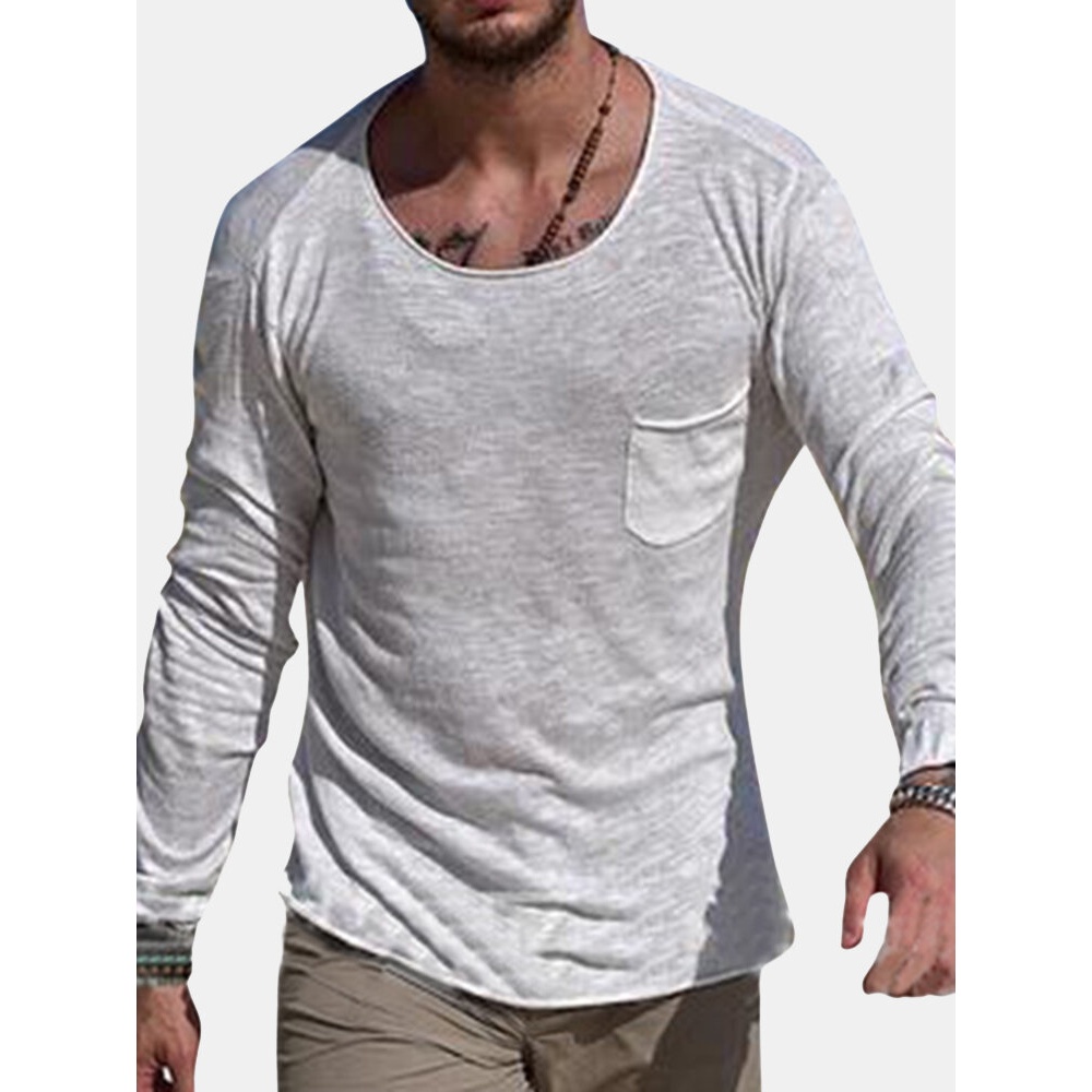 Mens Vintage Breathable Round Neck Casual T-Shirts - M Blue
