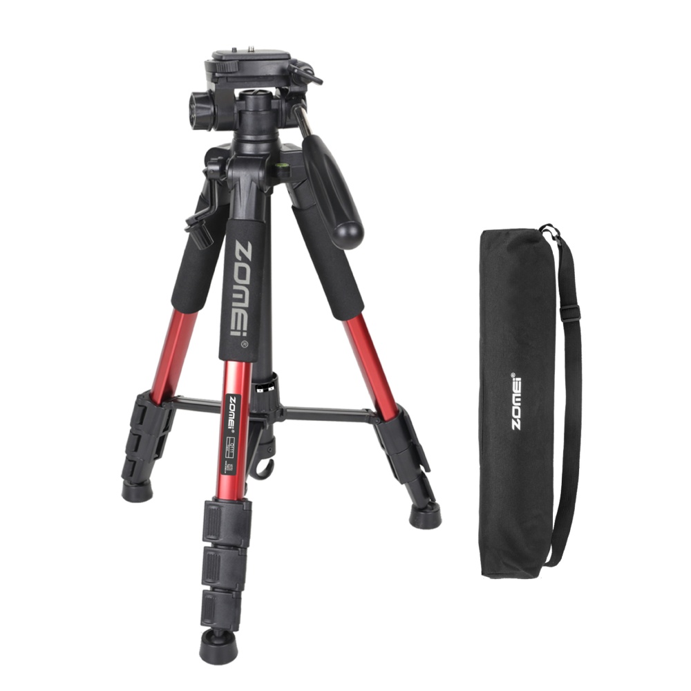 Mobile Phone Bracket Pro Aluminium Q111 Tripod for DSLR Camera Video Fill-in Light red