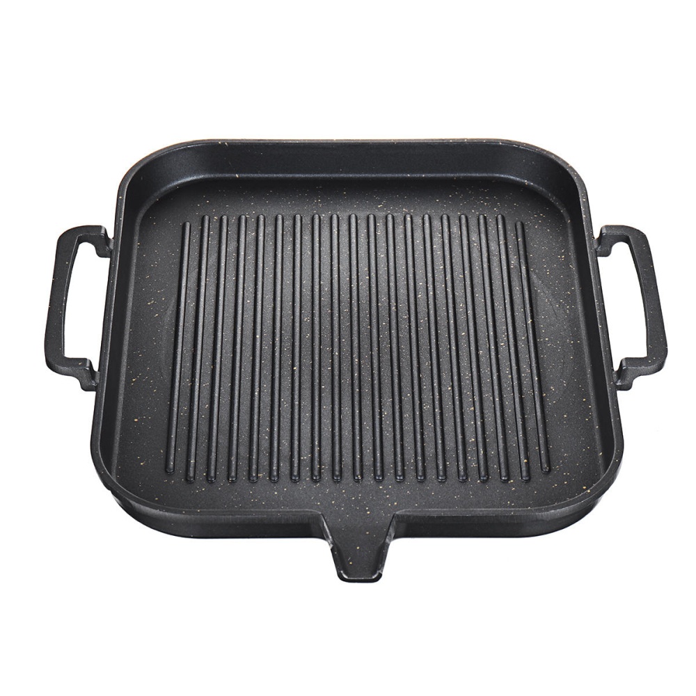 BBQ Grill Pan Non-stick Cooking Grill Pan Iron Steak Frying Pan Camping Picnic Cookware - Image 2