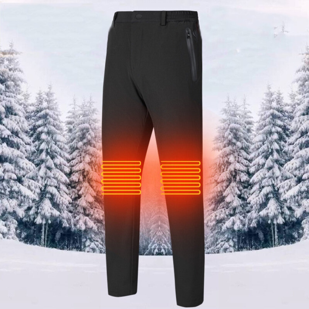 Intelligent Heating Pants Heated Pants USB Charging Waterproof Windproof Mountaineering Skiing Fishing Pants Winter Pants - Black L - Image 2