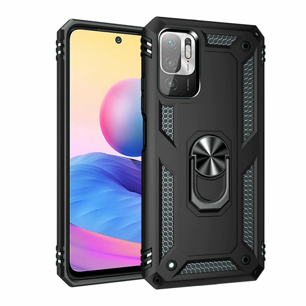 for POCO M3 Pro 5G NFC Global Version/ Xiaomi Redmi Note 10 5G Case Armor Bumpers Shockproof Magnetic with 360 Rotation Finger Ring Holder Stand PC - Image 2