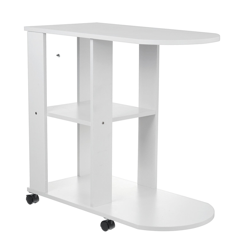 Rolling Table Removable Small Coffee Table Simple Mini Table for Home Office - White - Image 2