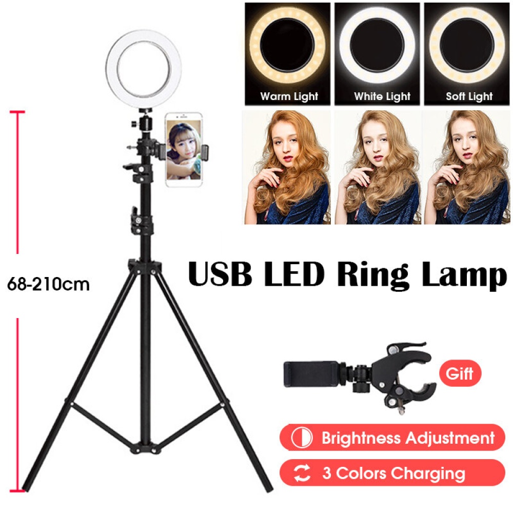 210CM Ring Light Stand Tripod LED Camera Light W/ Cell Phone Holder Lamp 3 MODE - Image 2