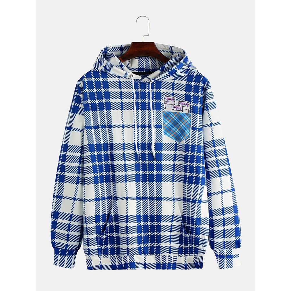 Mens Fashion Hooded Drawstring Long Sleeve Causal Sweatshirt - M Blue