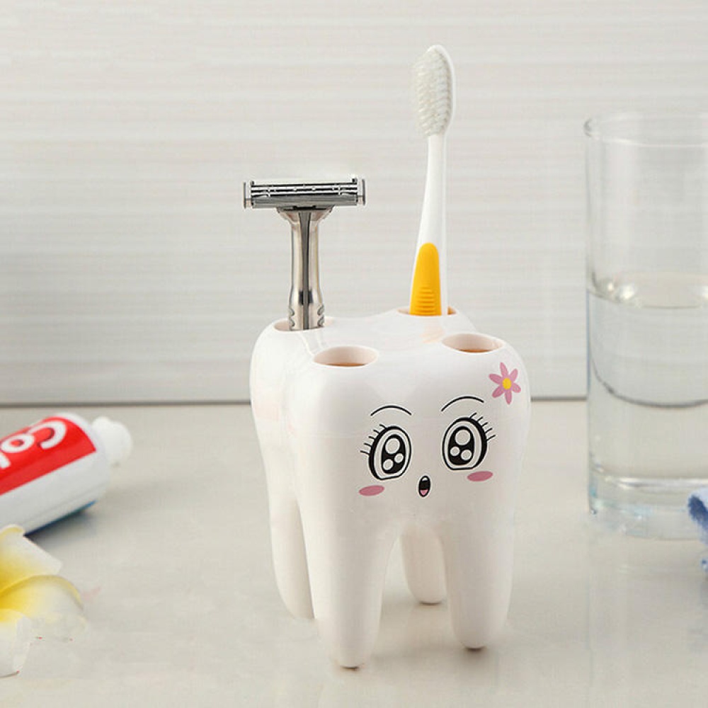 4 Holes Smily Face Toothbrush Holder Rack Cartoon Design Toothbrush Bracket - Image 2