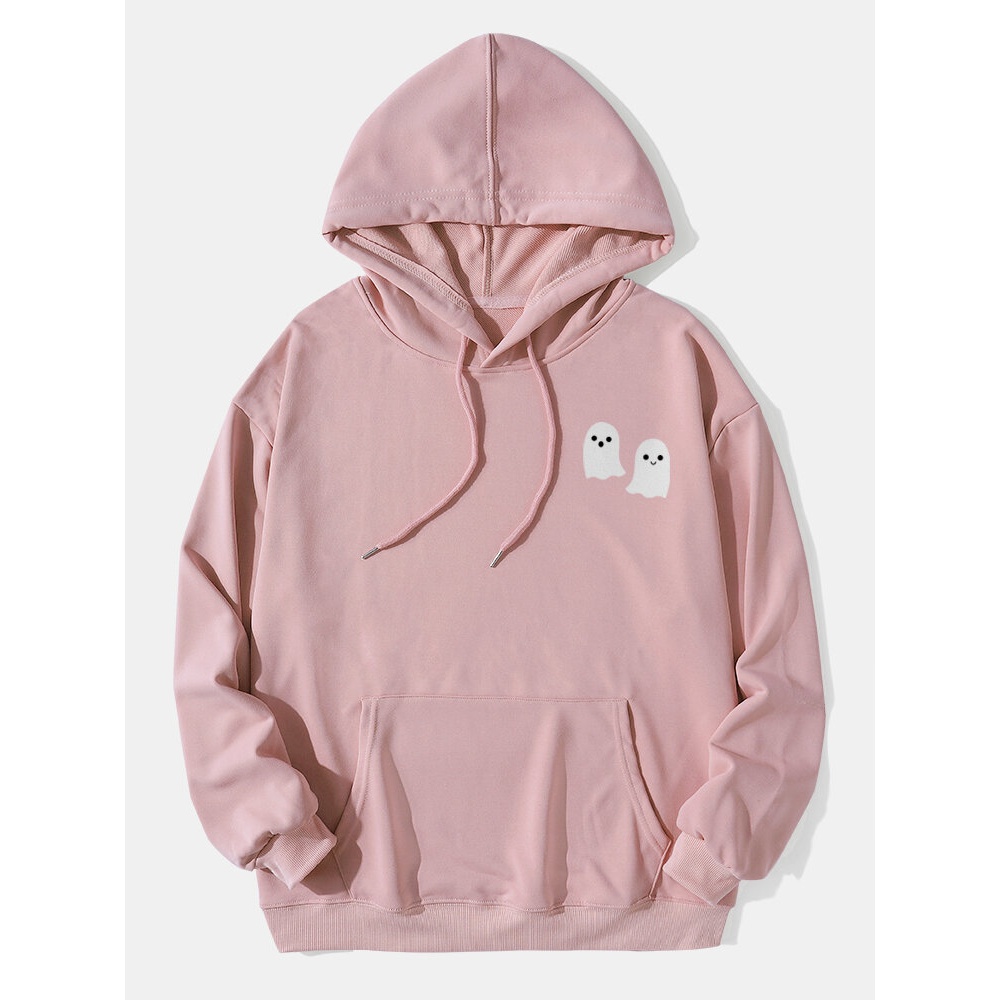 Mens  Little Ghosts Solid Pocket Hooded Sweatshirt - Black L