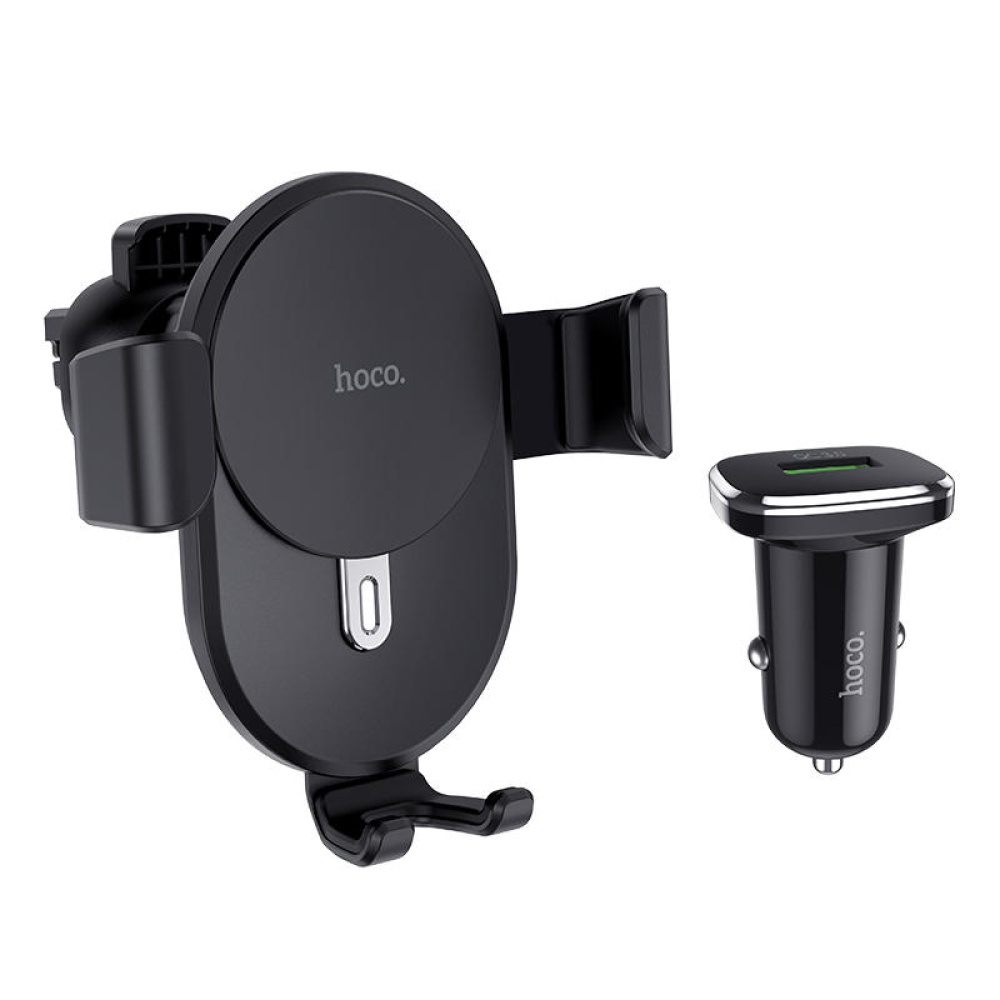 HOCO 3 In 1 10W Qi Wireless Charger Air Vent Car Phone Holder + Quick Charge 3.0 Car Charger + Charging Cable - Image 2