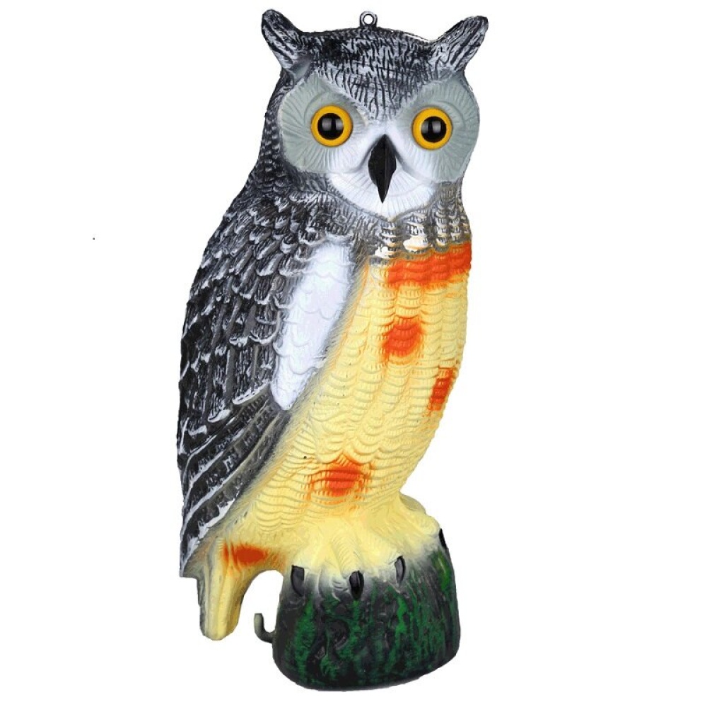 Realistic Owl Decoy Statue Elbow Owl Bird Pigeon Crow Scarer Scarecrow Simulation Garden Yard Protecter - Image 2