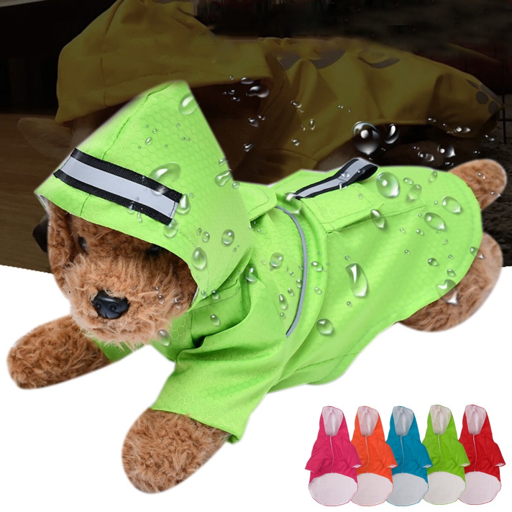 Puppy Dog Raincoat Hooded Jacket Waterproof Poncho for Yorkie Poodle Bichon Pomeranian Schnauzer Corgi - Orange L
