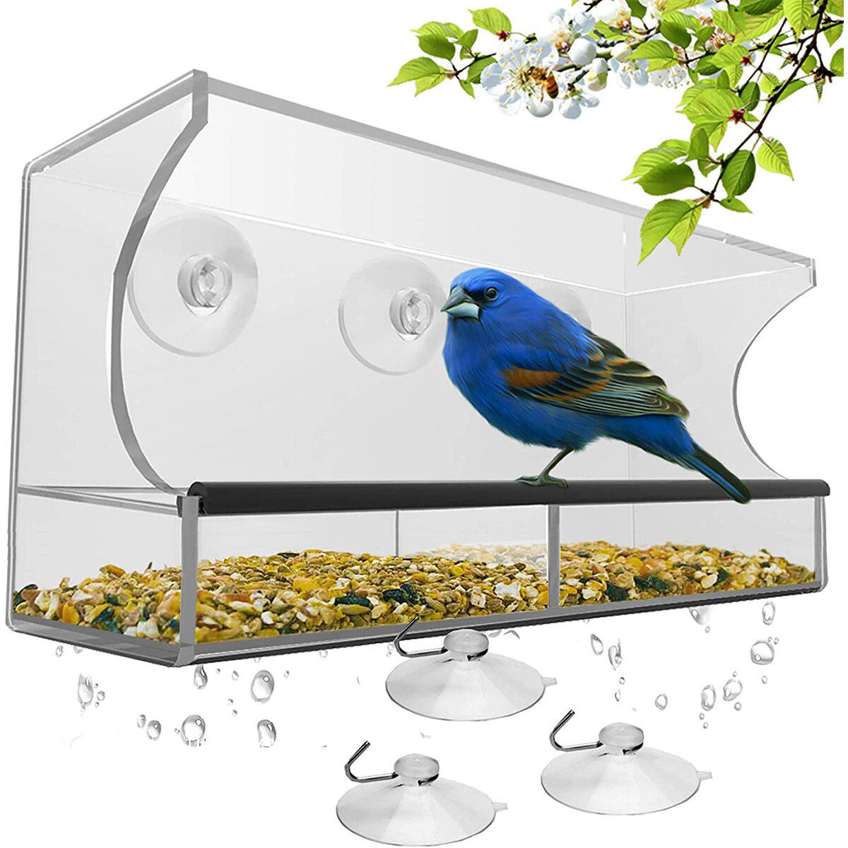 Clear House Window Bird Feeder Birdhouse With Suction Outdoor Garden Feeding - Image 2