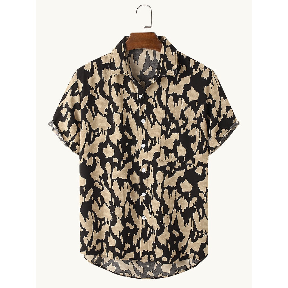 Mens Holiday Leopard Style Casual Shirts - Coffee S
